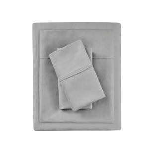 English Elm 4-piece King Sateen Cotton Blend Sheet Set with Cooling Moisture Wicking Peached Finish Grey B035P437423