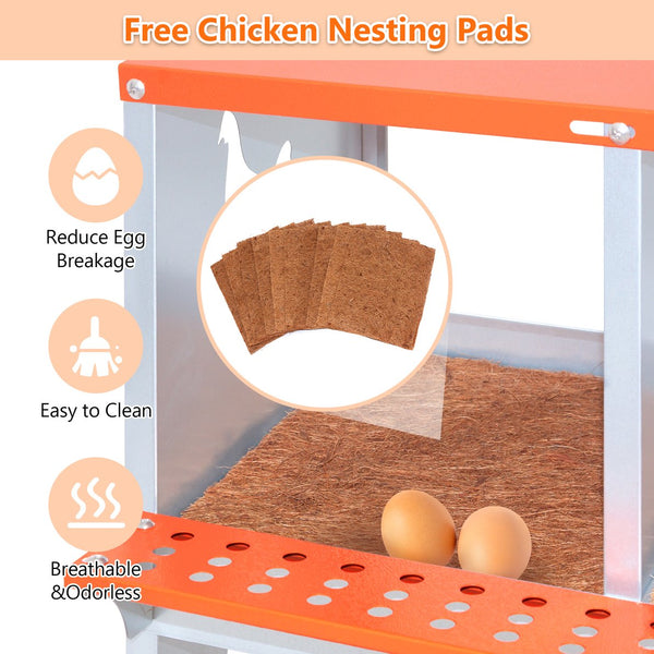 English Elm 10-bay Galvanized Steel Wall Mount Nest Box with Coconut Fiber Pads for Backyard Flocks W1422P355412
