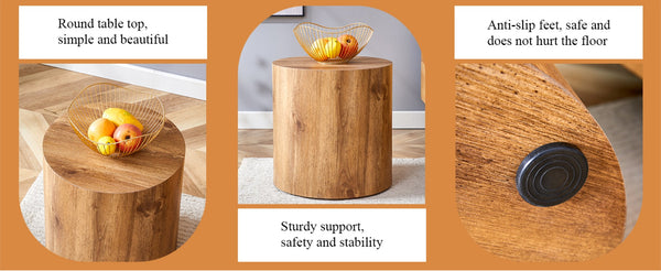 English Elm The Stylish Cylindrical Table - Versatile Coffee Table, Dining Surface, Or Compact Workbench Design W1151P200298-GIGA