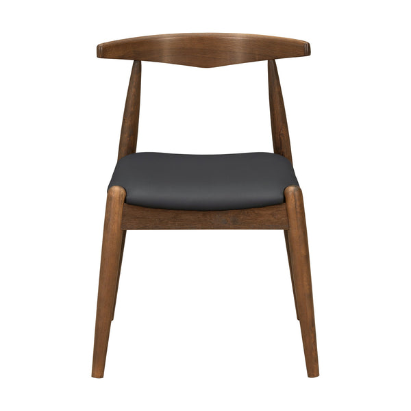 English Elm [video] 5-piece Mid-century Dining Set Rubberwood Frame Faux Leather Ergonomic Chairs Walnut+Black N759S006011B