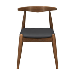 English Elm [video] Rubberwood Dining Chairs Set of 2 Faux Leather Ergonomic Retro Splayed Leg Design Walnut+Black N759P386879B
