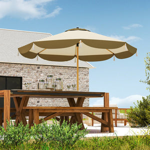 English Elm Outsunny 9 Foot Vented Market Umbrella Upf 50 Plus Polyester Shade for Patio Deck W2225P485591