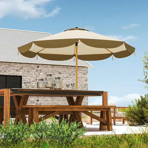 English Elm Outsunny 9 Foot Vented Market Umbrella Upf 50 Plus Polyester Shade for Patio Deck W2225P485591