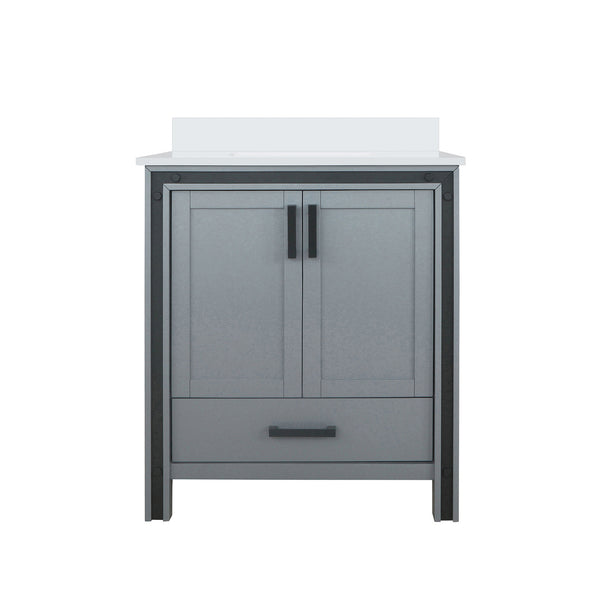 English Elm Dark Grey Bath Vanity 30 in W x 22 in D with Cultured Marble Top, Solid Wood, Soft-Close Drawer, Storage(extra) B2731P260681