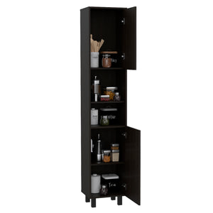 English Elm Sheffield Space-Saving 2-Door Pantry Cabinet — 15.7" Wide, Tall Top Shelf, 2 Middle & Bottom Shelves B128P148807