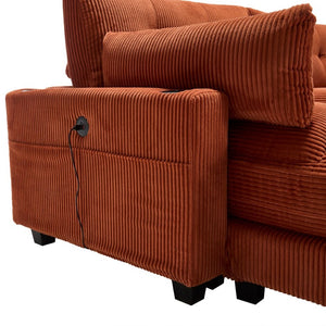 English Elm United Cozy Cloud Sleeper Sofa & Chaise Lounge Chair With Usb, Cup Holders & Adjustable Backrest W1568S00164-GIGA