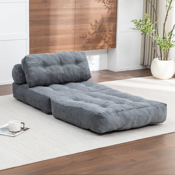 English Elm Folding Floor Sofa Bed Convertible Lounge Chair with Shredded Foam Fill for Bedroom Dark Gray W2200P442794