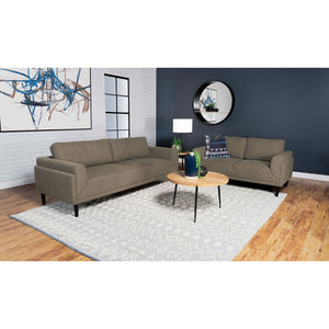 English Elm Andrena Modern 2-Piece Sofa Set With Track Arms, Brown Upholstery & Sleek Black Tapered Legs B062S01237