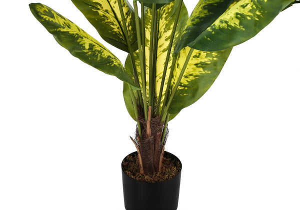 English Elm Artificial 47" Tall Evergreen Tree in Black Pot with Real-Touch Variegated Leaves, No Maintenance Decor Green 51 L x 8 W x 8 H B2710P220034