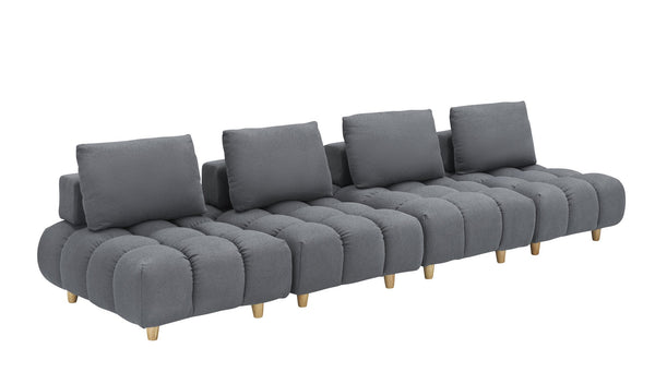 English Elm 120 Plush Teddy Sofa 120" Long Spacious 4-Seater with Solid Wood Frame, Spring Cushion Comfort Gray W1658S00071