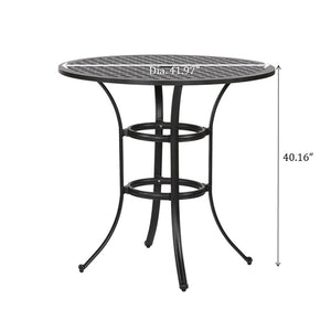 English Elm 42" Cast Dark Lava Bronze Aluminum Round Counter Table – Powder-Coated Lattice Design, 2" Umbrella Hole, Seats 4, Durable Outdoor Patio Centerpiece B010P278350