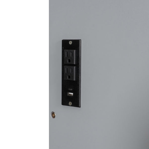 English Elm Queen Murphy Wall Bed with Usb Ports Space Saving Cabinet for Guest or Home Office Gray LP000385AAE