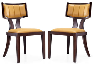 English Elm Dining Chairs Set of 2 Klismos Faux Leather Walnut Beech Frame Tailored Seating B365P415821