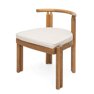 English Elm Christopher Knight Home® - Cove Acacia Wood Armless Dining Chairs Set Of 2 – Stylish Teak Finish & Comfortable Beige Cushions N775P329651T