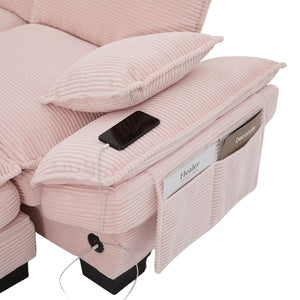English Elm Sectional Cloud Sofa Modular Deep Seat Corduroy Upholstered Living Room Couch with Storage Pink W395S00131