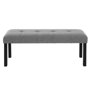 English Elm Modern Tufted Linen Dining Bench with Button-Tufted Seat and Rubber Wood Legs for Entryway Seating Gray N752P317335E