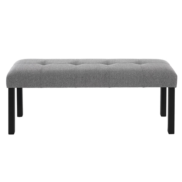 English Elm Modern Tufted Linen Dining Bench with Button-Tufted Seat and Rubber Wood Legs for Entryway Seating Gray N752P317335E