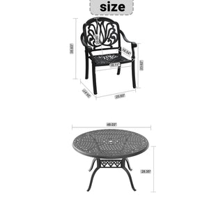 English Elm 7-piece Cast Aluminum Outdoor Dining Set Ornate Floral Patio Furniture Seats Six W1710S00621