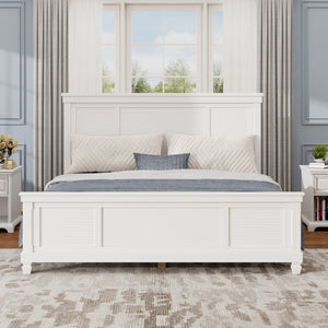 English Elm Christopher Knight Home® - Queen Solid Wood Bed Platform White Farmhouse Design, Sturdy Slats Support 800 lbs, No Box Spring Needed, Fits 8-12" Mattresses, Minimalist American Style N758Q906667K