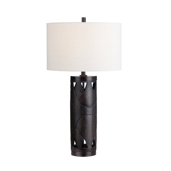 Crestview Collection 33.5"H Industrial Metal & Resin Table Lamp With Nightlight, Linen Shade & 3-way Socket For Style   Cvavp2099