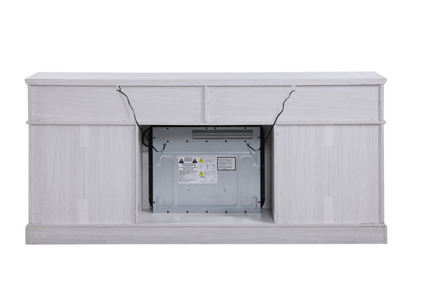 English Elm Tropea 58 Inch Open Shelf Media Console with Oak Finish and Cord Management B2749P413261