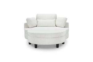 English Elm 51-inch corduroy sofa with tray and three pillows, compact solid wood frame, sponge cushions for cozy seating Beige W1658P143720