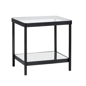 Crestview Collection Square Contemporary Accent End Table With Glass Top And Elegant Brushed Nickel Frame For Modern Spaces Black Metal Cvfzr6193