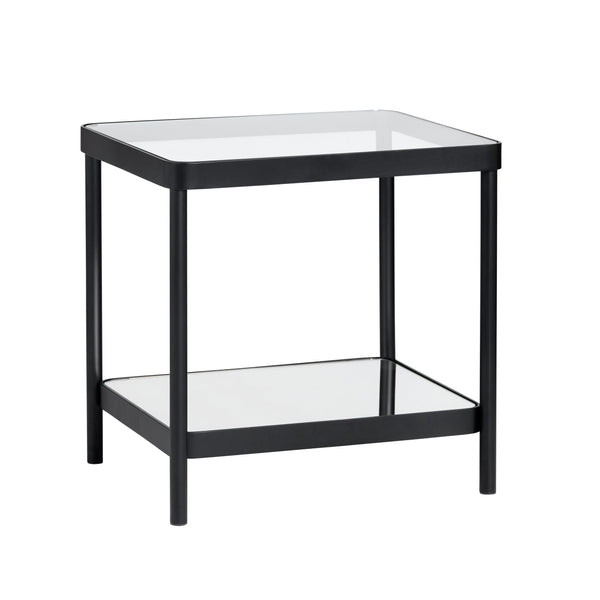 Crestview Collection Square Contemporary Accent End Table With Glass Top And Elegant Brushed Nickel Frame For Modern Spaces Black Metal Cvfzr6193