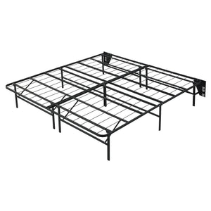 English Elm Black Metal Platform Bed Frame Queen High-Profile Foldable Design for Easy Assembly, Headboard Mountable Black 41 L x 39.25 W x 7 H B011P197728