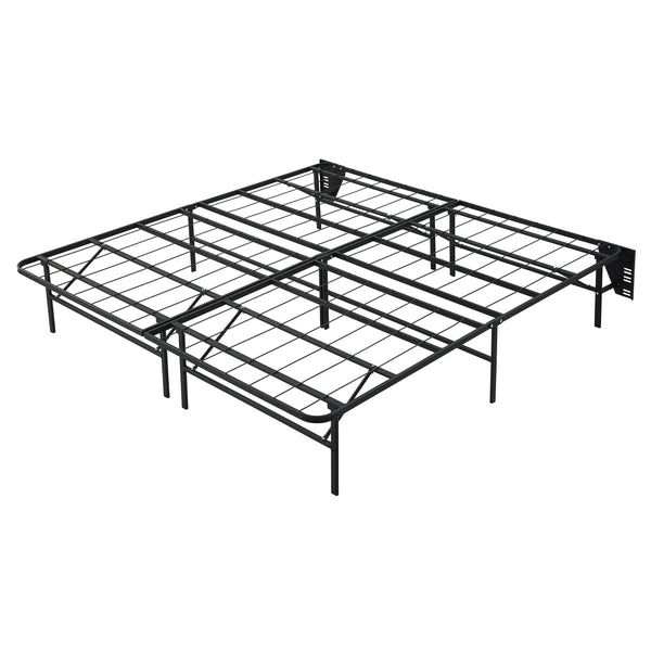 English Elm Black Metal Platform Bed Frame Queen High-Profile Foldable Design for Easy Assembly, Headboard Mountable Black 41 L x 39.25 W x 7 H B011P197728