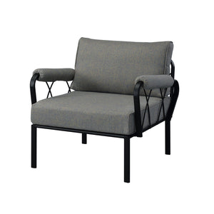 English Elm Rajni Gray Fabric Patio Set with Black Powder-Coated Metal Frame, 2 Upholstered Chairs, Weatherproof B2726S00271
