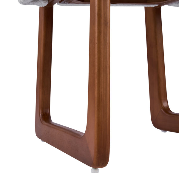 English Elm Dining Chair Set of 2 Boucle Upholstered with Sculptural Curved Wooden Legs N779P370775B