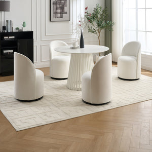 English Elm Set Velvet Swivel Barrel Accent Chair Mid Century Ergonomic Seat for Dining Vanity Cream W3244P308280