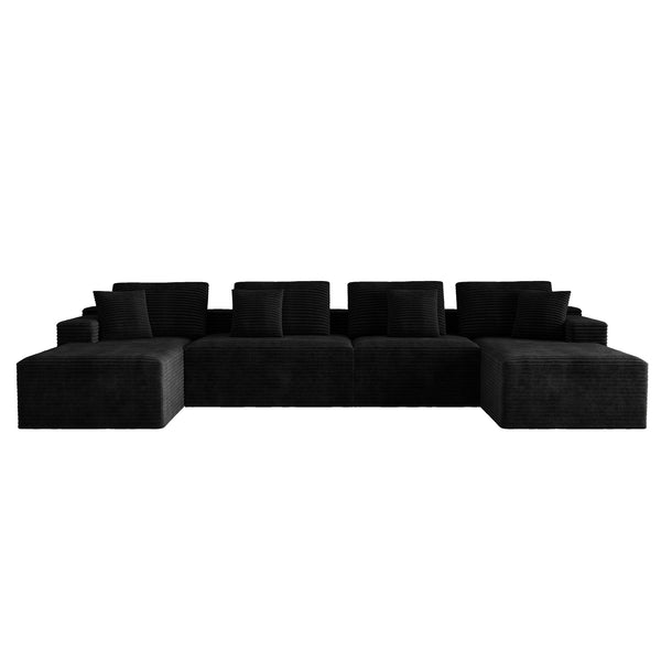 English Elm 153.5*68.9"modular Seven Piece Corduroy Sectional Sofa with Reversible Chaise for Any Room W3819S00152