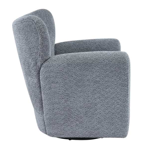 English Elm Modern Bouclé Wingback Swivel Chair with 360 Degree Rotation for Living Room Black,Dusty Blue N776P403573B
