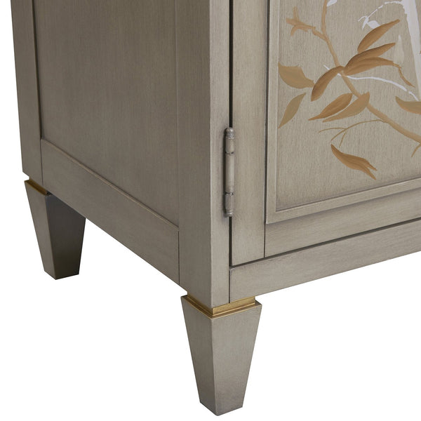 English Elm Jennifer Taylor Home - Dauphin Handpainted Entryway Storage Cabinet with Bamboo Motif, Grey Cashmere Wood, 46x20x46 B2719P238531
