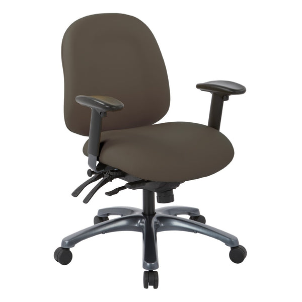 OSP Home Furnishings Multi-function Ergonomic Mid Back Office Chair with Lumbar Support and Titanium Base Graphite 8512-R111
