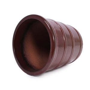 English Elm 3 Pieces Ceramic Flowerpot Set - Handcrafted Modern Planters In Bean Paste Red For Home & Garden W3273P321532