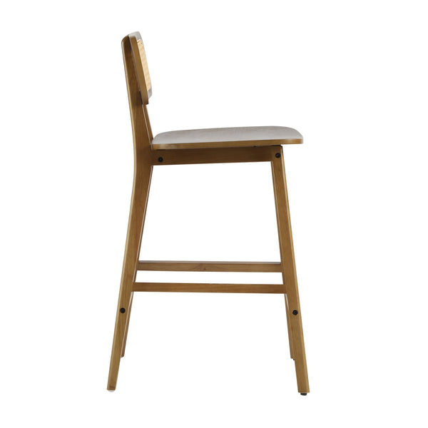 English Elm Christopher Knight Home® - Bari Curved Solid Wood Barstool with Woven Rattan Backrest, Ergonomic Comfort and Timeless Finish Walnut N775P264463W