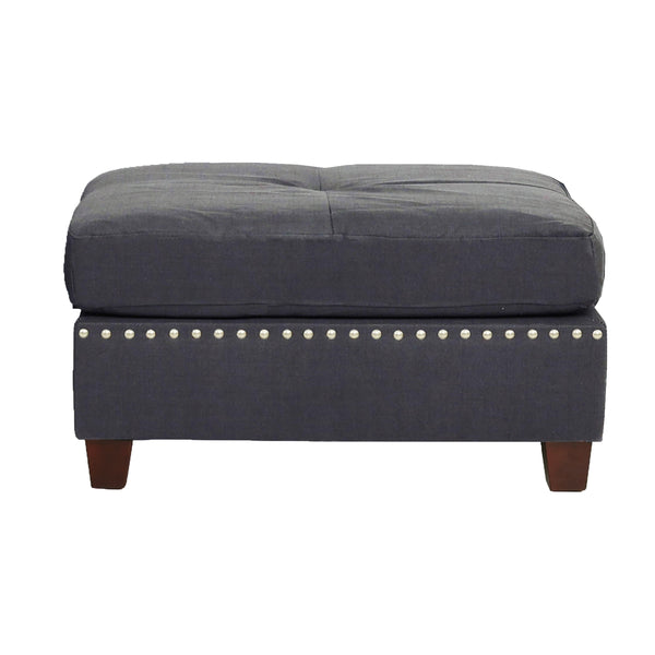 English Elm 3-PC Sectional Blue Gray Fabric Sofa Set with Reversible Chaise, Ottoman & Wood Frame, 104"W x 35"H B089S00113
