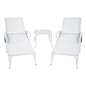English Elm Aluminium Adjustable Reclining Chaise Lounge with Wheels, Rust-Resistant Bronze Finish, Durable Outdoor Seating White W640P292968