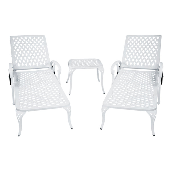 English Elm Aluminium Adjustable Reclining Chaise Lounge with Wheels, Rust-Resistant Bronze Finish, Durable Outdoor Seating White W640P292968
