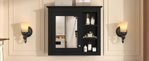 English Elm 30'' Modern Medicine Cabinet with Mirror and Adjustable Shelves, MDF Wall-Mounted Bathroom Storage Solution Black N710P192495B