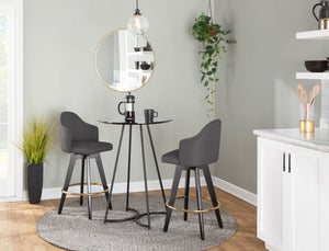 English Elm Fixed-height Swivel Counter Stools with Faux Leather Seats and Chrome Footrest Set of 2 Charcoal B202S02146