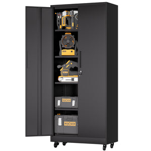English Elm Metal Lockable Steel Cabinet Two Adjustable Shelves Garage Office Utility Storage T2398P442668
