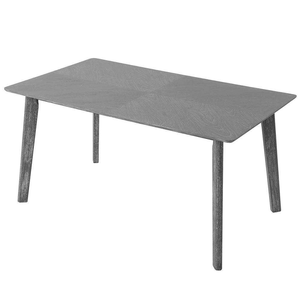 English Elm 5 Piece Dining Set Rustic Farmhouse Rectangular Table with 4 Upholstered Chairs Solid Wood Seats for 4 Gray N752S400015E