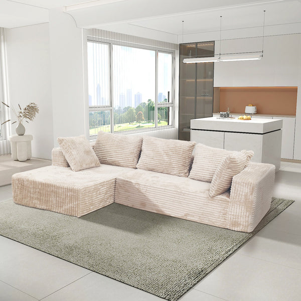 English Elm Cloud Plush Sectional Sofa L-Shape Chaise, CertiPUR-US Foam, Machine Washable Corduroy, Stain-Resistant Comfort W3341P346290