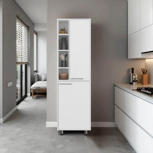 English Elm Florence Modern Kitchen Pantry Cabinet with Multiple Open & Closed Shelves, Sturdy White Finish B128P375302