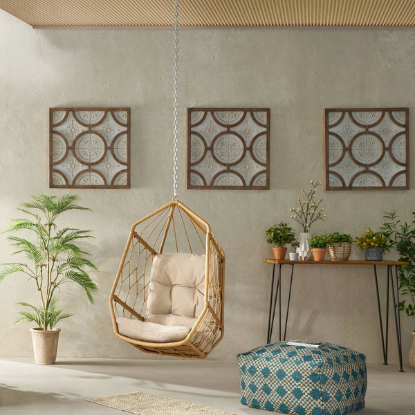 English Elm Christopher Knight Home® - TAMARA Cozy Brown Fabric Hanging Chair with 8ft Chain — Comfortable Patio Seat, Durable 32.8x25.8x15" 71694.00LTN