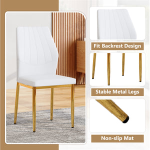 English Elm Set of 6 Pu Leather Dining Chairs with Gold Metal Legs for Glam Modern Rooms W1151P359613